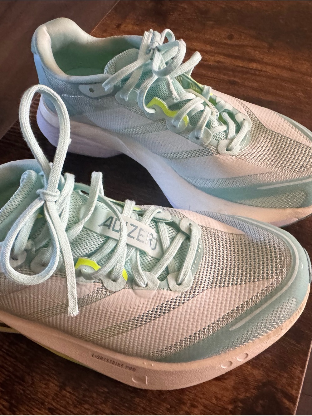 Women's Adidas Running Shoes, size 5. Teal, Aqua, white.
